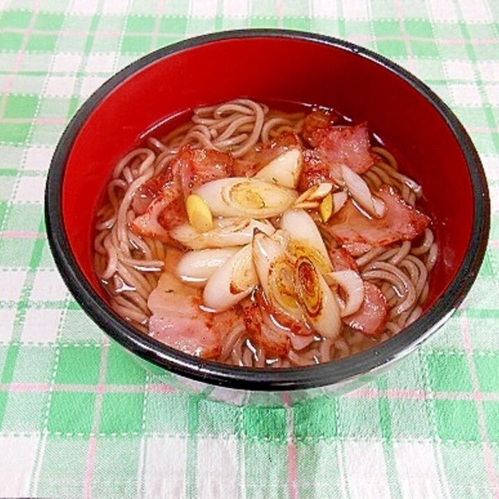 ベーコンと白ねぎのお蕎麦